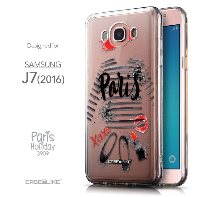 Front & Side View - CASEiLIKE Samsung Galaxy J7 (2016) back cover Paris Holiday 3909