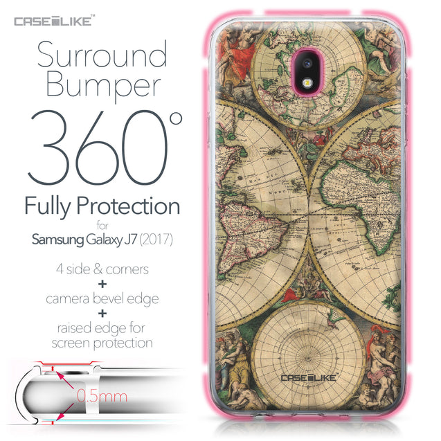 Samsung Galaxy J7 (2017) case World Map Vintage 4607 Bumper Case Protection | CASEiLIKE.com