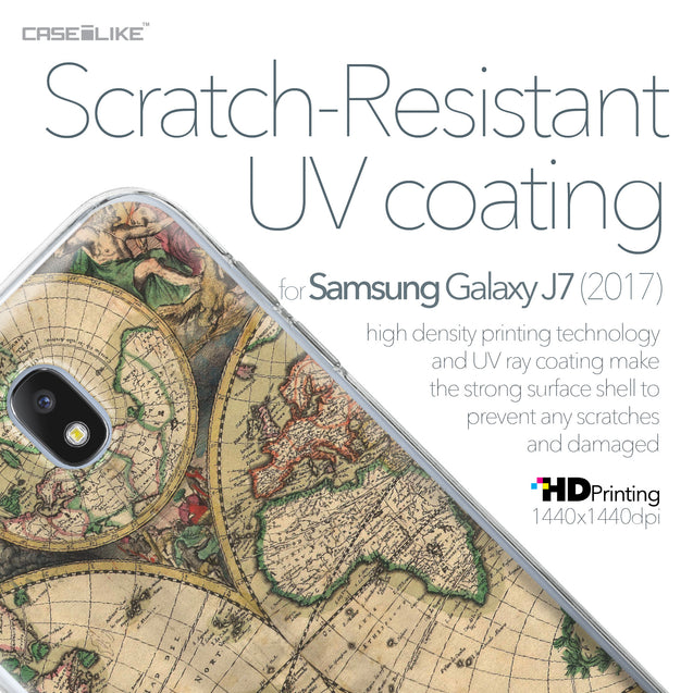 Samsung Galaxy J7 (2017) case World Map Vintage 4607 with UV-Coating Scratch-Resistant Case | CASEiLIKE.com