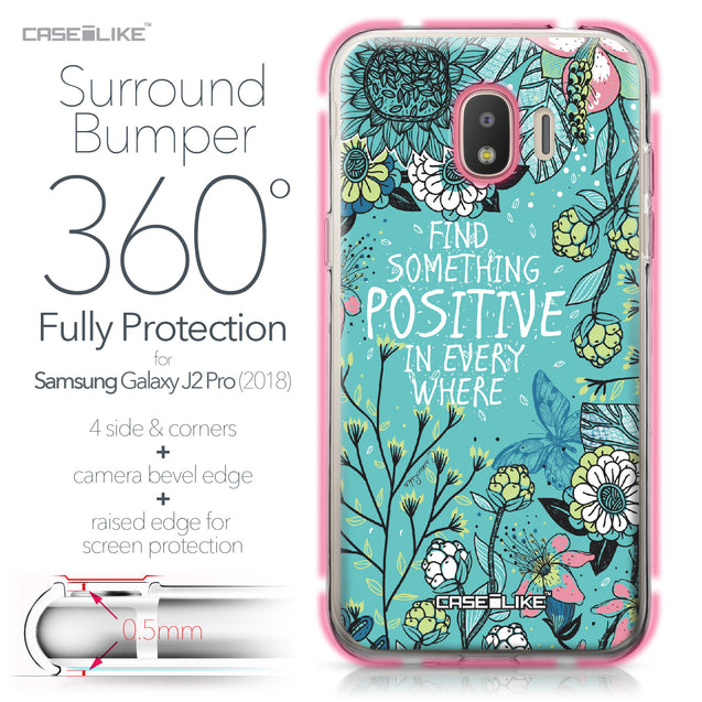 Samsung Galaxy J2 Pro (2018) case Blooming Flowers Turquoise 2249 Bumper Case Protection | CASEiLIKE.com
