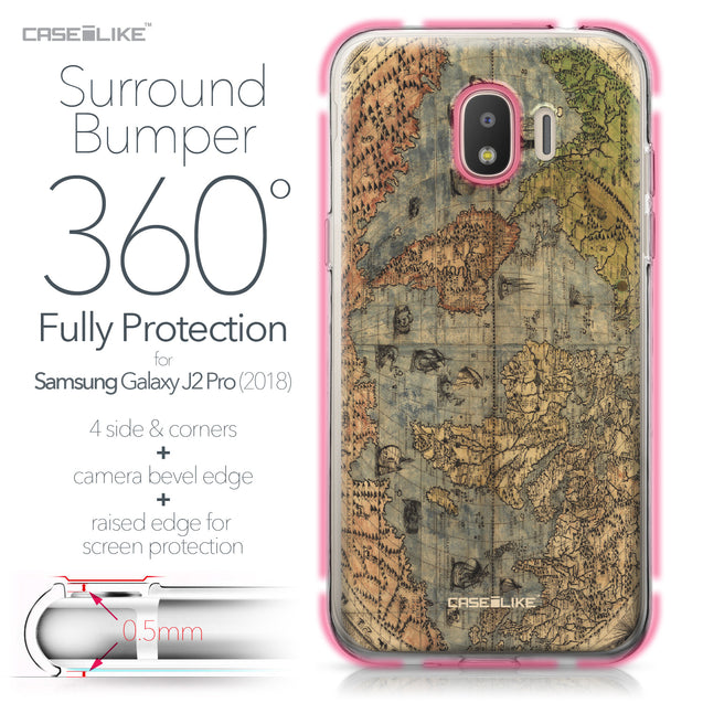 Samsung Galaxy J2 Pro (2018) case World Map Vintage 4608 Bumper Case Protection | CASEiLIKE.com