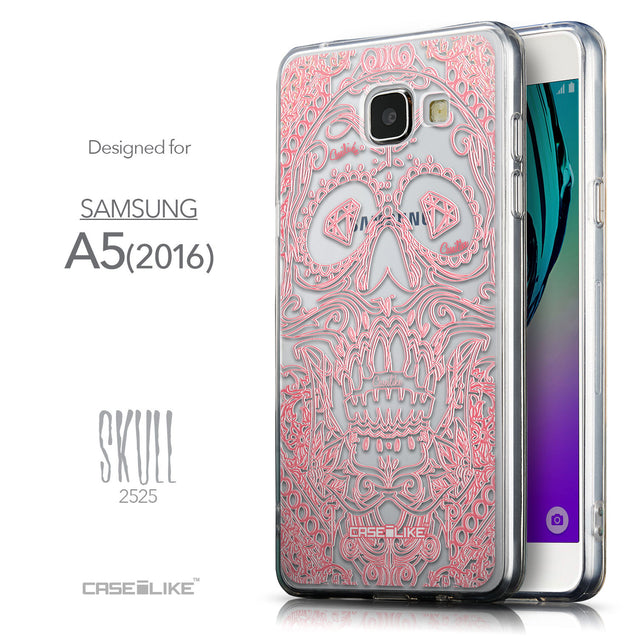 Front & Side View - CASEiLIKE Samsung Galaxy A5 (2016) back cover Art of Skull 2525