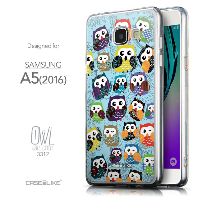 Front & Side View - CASEiLIKE Samsung Galaxy A5 (2016) back cover Owl Graphic Design 3312