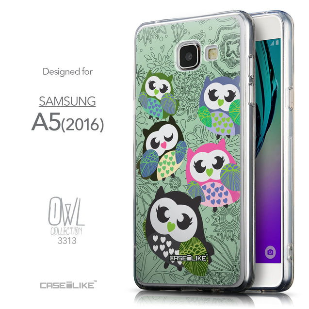 Front & Side View - CASEiLIKE Samsung Galaxy A5 (2016) back cover Owl Graphic Design 3313