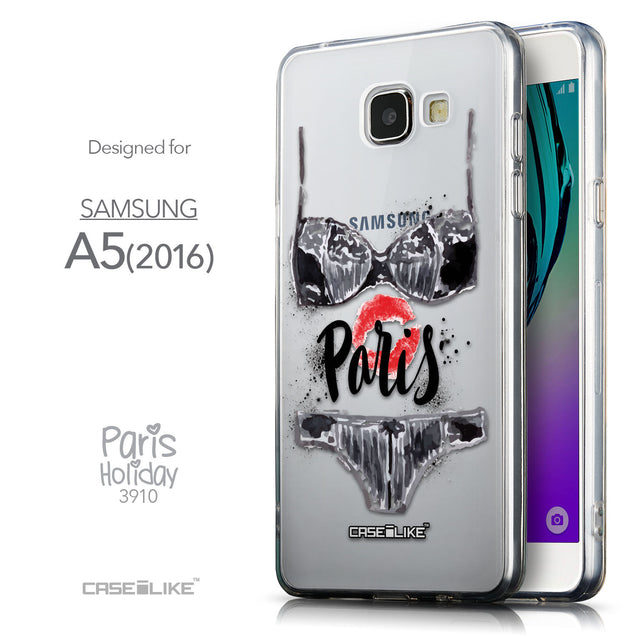 Front & Side View - CASEiLIKE Samsung Galaxy A5 (2016) back cover Paris Holiday 3910