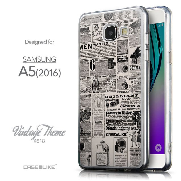Front & Side View - CASEiLIKE Samsung Galaxy A5 (2016) back cover Vintage Newspaper Advertising 4818