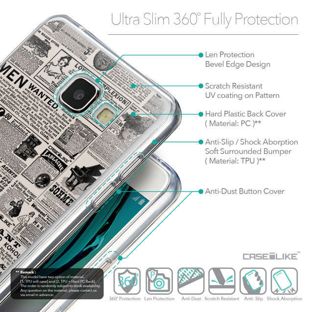 Details in English - CASEiLIKE Samsung Galaxy A5 (2016) back cover Vintage Newspaper Advertising 4818