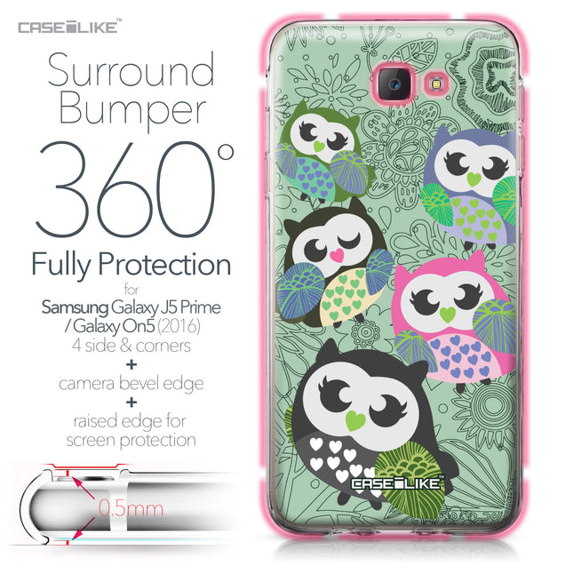 Samsung Galaxy J5 Prime / On5 (2016) case Owl Graphic Design 3313 Bumper Case Protection | CASEiLIKE.com