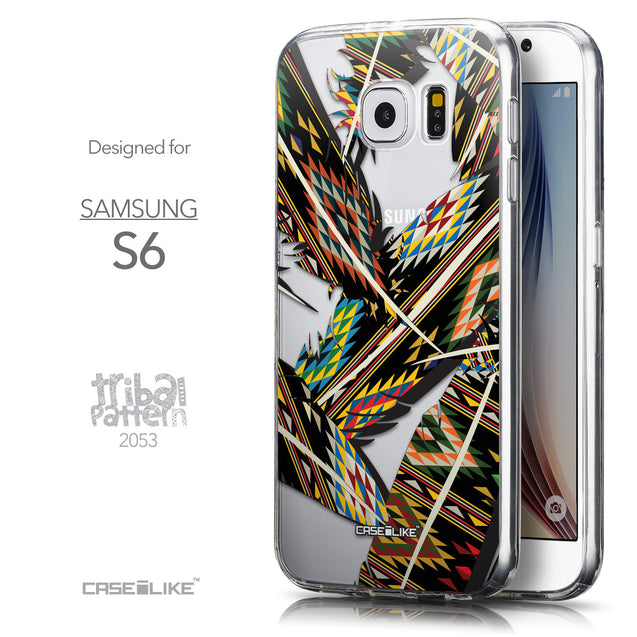 Front & Side View - CASEiLIKE Samsung Galaxy S6 back cover Indian Tribal Theme Pattern 2053