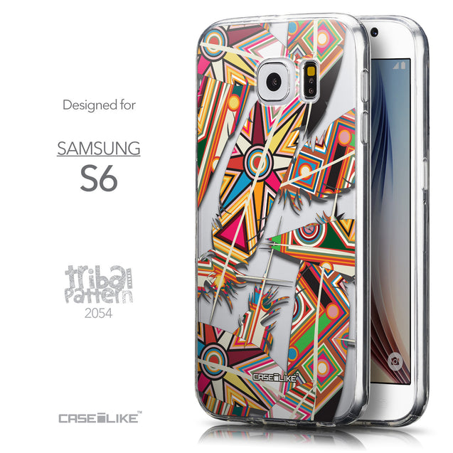 Front & Side View - CASEiLIKE Samsung Galaxy S6 back cover Indian Tribal Theme Pattern 2054