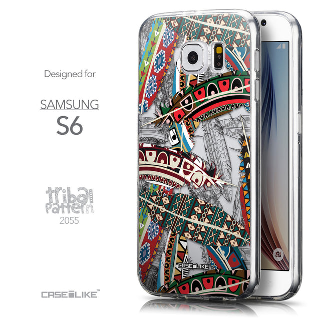 Front & Side View - CASEiLIKE Samsung Galaxy S6 back cover Indian Tribal Theme Pattern 2055