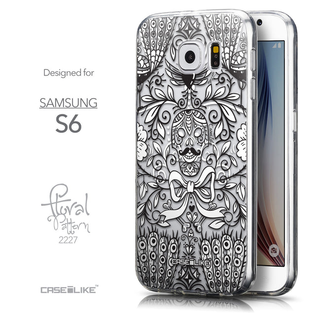Front & Side View - CASEiLIKE Samsung Galaxy S6 back cover Roses Ornamental Skulls Peacocks 2227