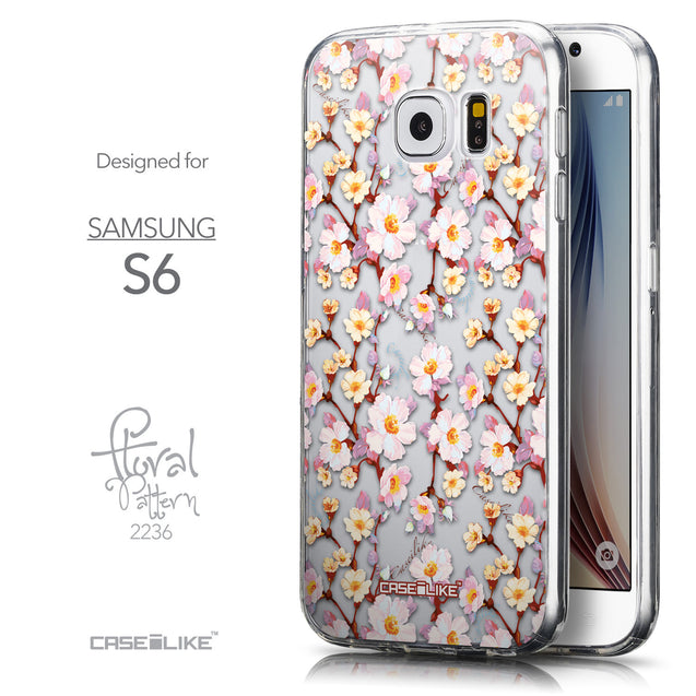 Front & Side View - CASEiLIKE Samsung Galaxy S6 back cover Watercolor Floral 2236