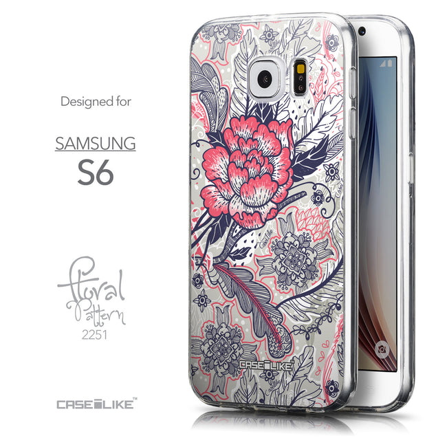 Front & Side View - CASEiLIKE Samsung Galaxy S6 back cover Vintage Roses and Feathers Beige 2251