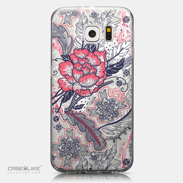 CASEiLIKE Samsung Galaxy S6 back cover Vintage Roses and Feathers Beige 2251