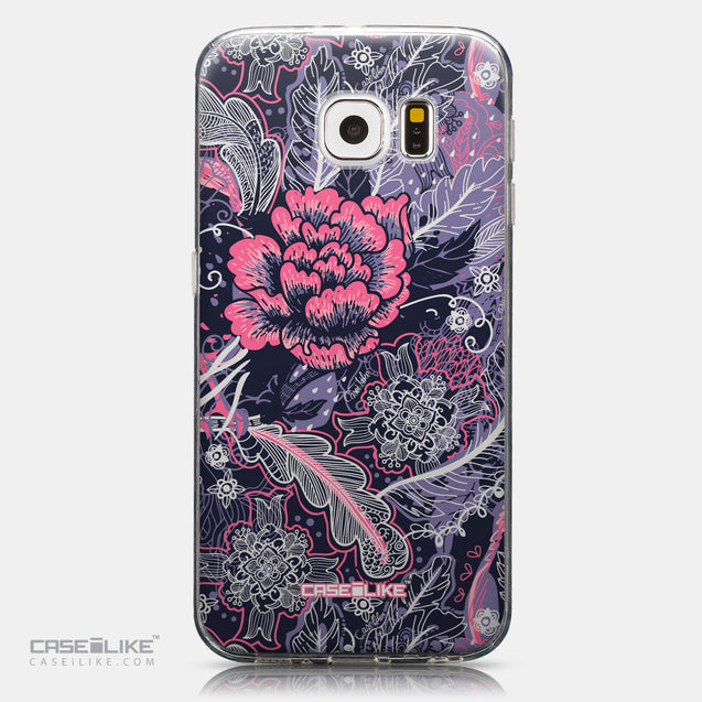 CASEiLIKE Samsung Galaxy S6 back cover Vintage Roses and Feathers Blue 2252