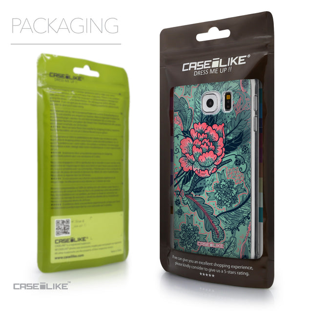Packaging - CASEiLIKE Samsung Galaxy S6 back cover Vintage Roses and Feathers Turquoise 2253