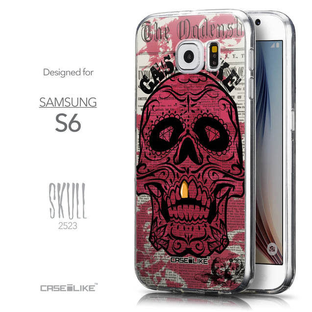 Front & Side View - CASEiLIKE Samsung Galaxy S6 back cover Art of Skull 2523