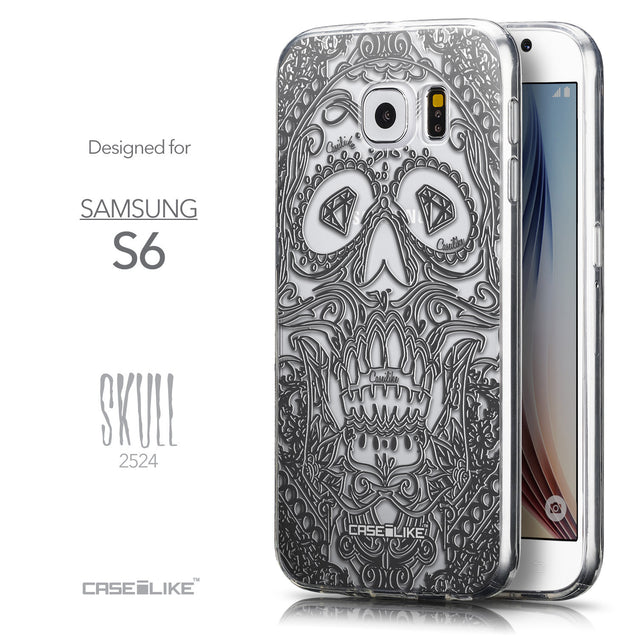 Front & Side View - CASEiLIKE Samsung Galaxy S6 back cover Art of Skull 2524