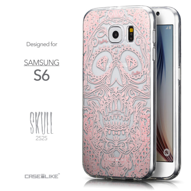 Front & Side View - CASEiLIKE Samsung Galaxy S6 back cover Art of Skull 2525