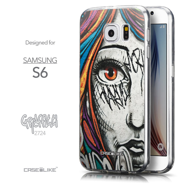 Front & Side View - CASEiLIKE Samsung Galaxy S6 back cover Graffiti Girl 2724