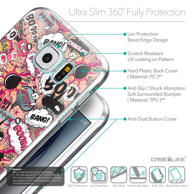 Details in English - CASEiLIKE Samsung Galaxy S6 back cover Comic Captions Pink 2912