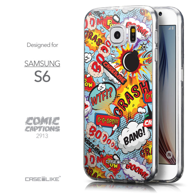 Front & Side View - CASEiLIKE Samsung Galaxy S6 back cover Comic Captions Blue 2913