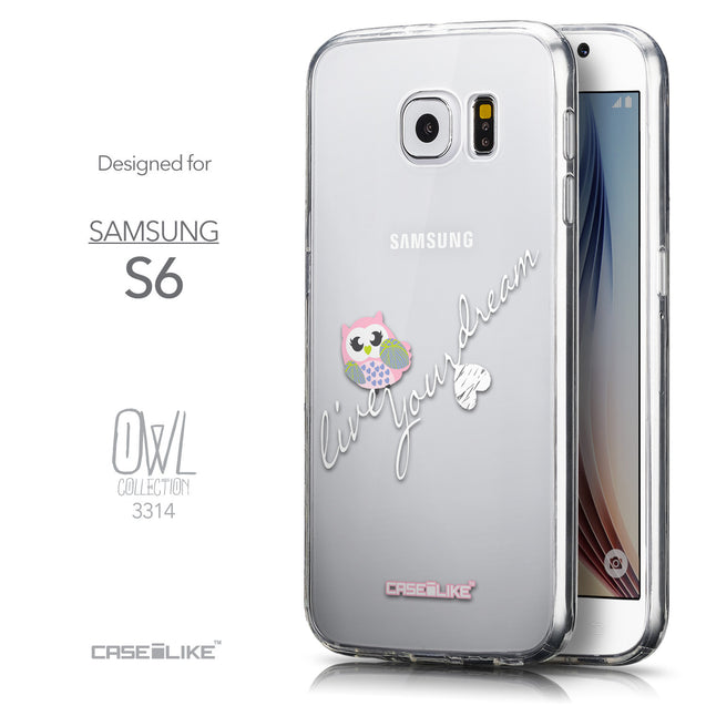 Front & Side View - CASEiLIKE Samsung Galaxy S6 back cover Owl Graphic Design 3314