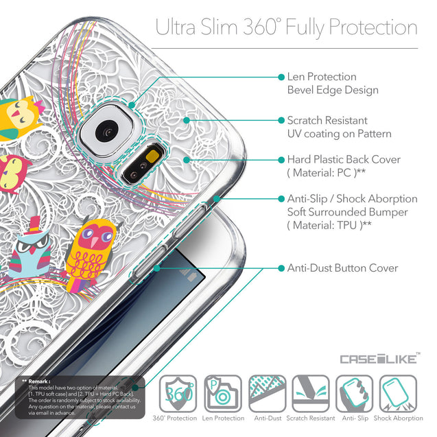 Details in English - CASEiLIKE Samsung Galaxy S6 back cover Owl Graphic Design 3316