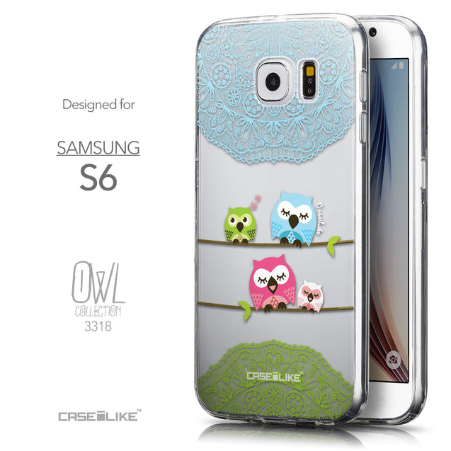 Front & Side View - CASEiLIKE Samsung Galaxy S6 back cover Owl Graphic Design 3318