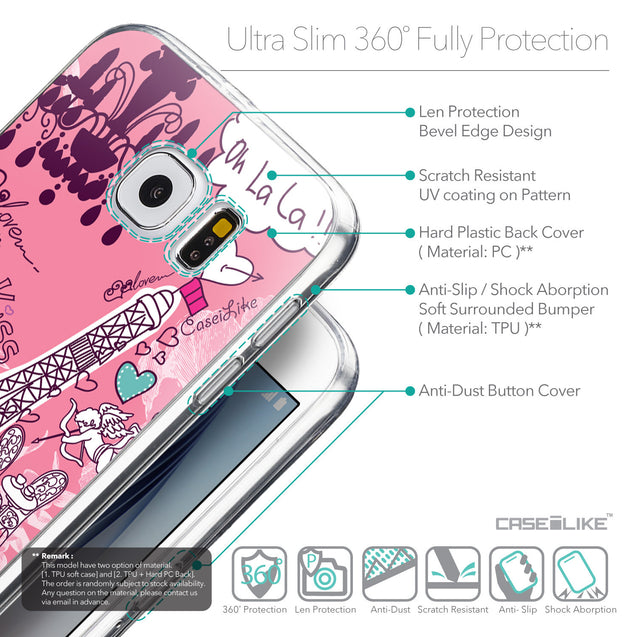 Details in English - CASEiLIKE Samsung Galaxy S6 back cover Paris Holiday 3905