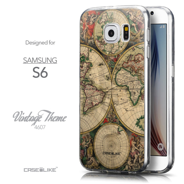 Front & Side View - CASEiLIKE Samsung Galaxy S6 back cover World Map Vintage 4607