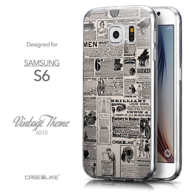 Front & Side View - CASEiLIKE Samsung Galaxy S6 back cover Vintage Newspaper Advertising 4818