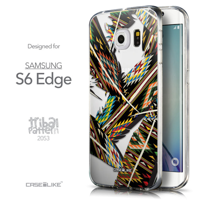 Front & Side View - CASEiLIKE Samsung Galaxy S6 Edge back cover Indian Tribal Theme Pattern 2053