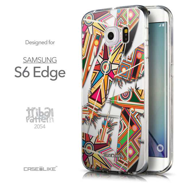 Front & Side View - CASEiLIKE Samsung Galaxy S6 Edge back cover Indian Tribal Theme Pattern 2054
