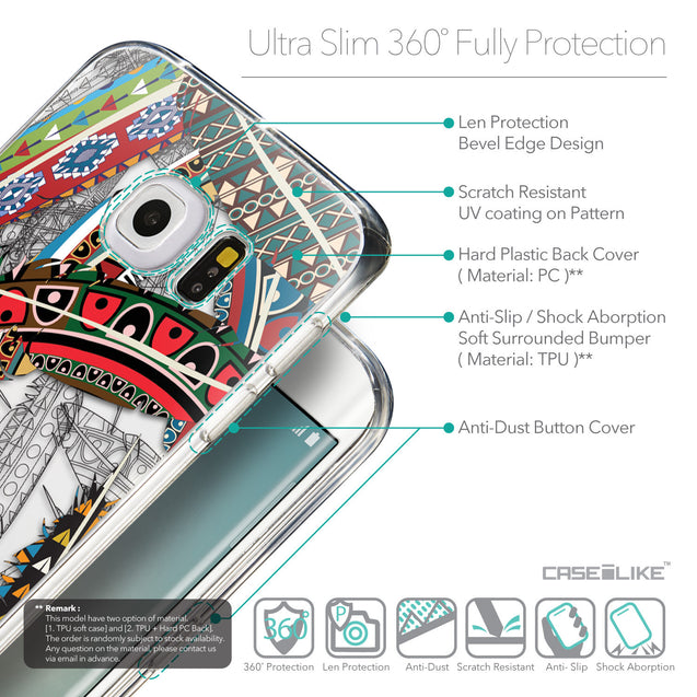 Details in English - CASEiLIKE Samsung Galaxy S6 Edge back cover Indian Tribal Theme Pattern 2055