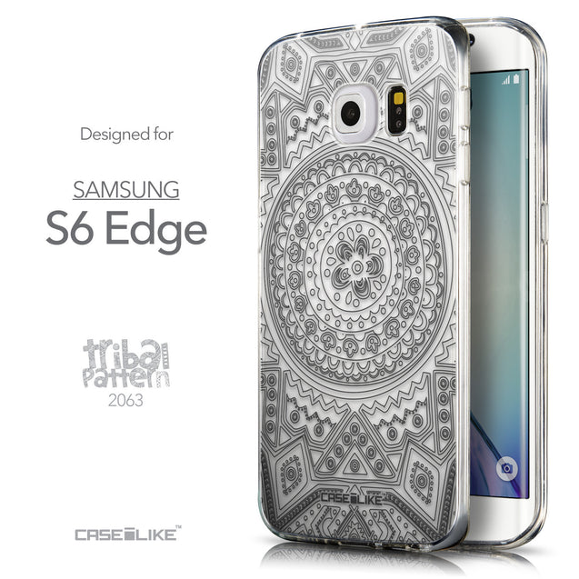 Front & Side View - CASEiLIKE Samsung Galaxy S6 Edge back cover Indian Line Art 2063
