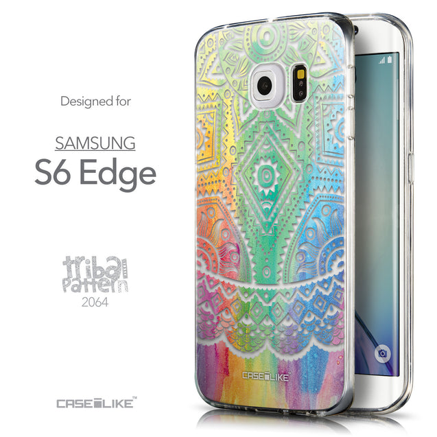 Front & Side View - CASEiLIKE Samsung Galaxy S6 Edge back cover Indian Line Art 2064