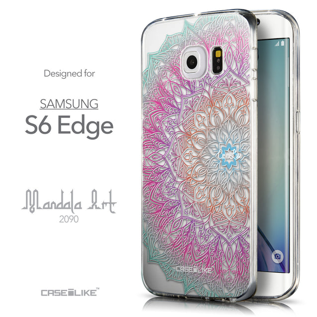 Front & Side View - CASEiLIKE Samsung Galaxy S6 Edge back cover Mandala Art 2090