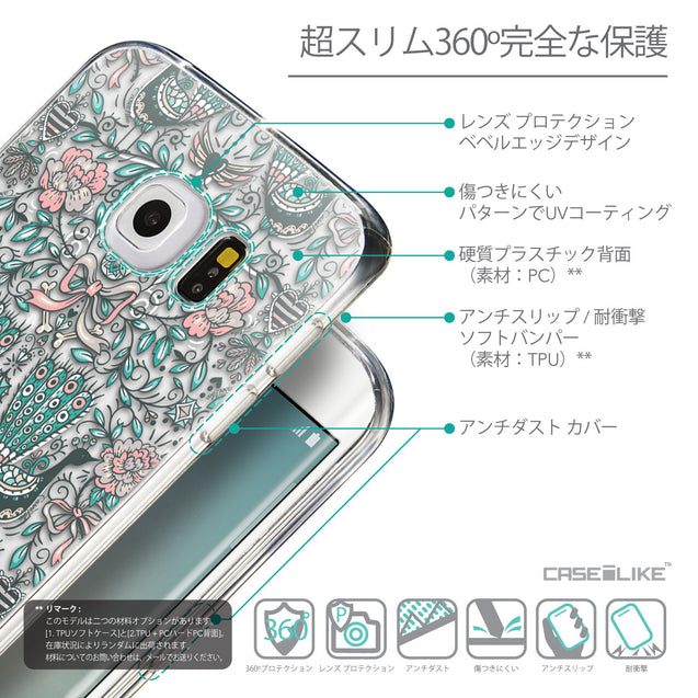 Details in Japanese - CASEiLIKE Samsung Galaxy S6 Edge back cover Roses Ornamental Skulls Peacocks 2226
