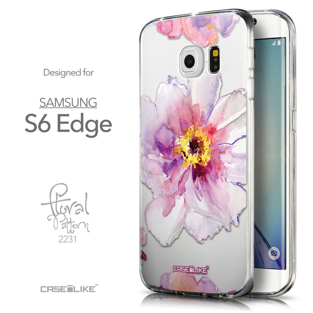 Front & Side View - CASEiLIKE Samsung Galaxy S6 Edge back cover Watercolor Floral 2231