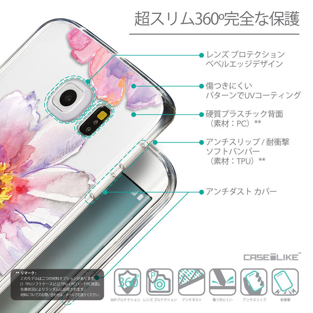 Details in Japanese - CASEiLIKE Samsung Galaxy S6 Edge back cover Watercolor Floral 2231