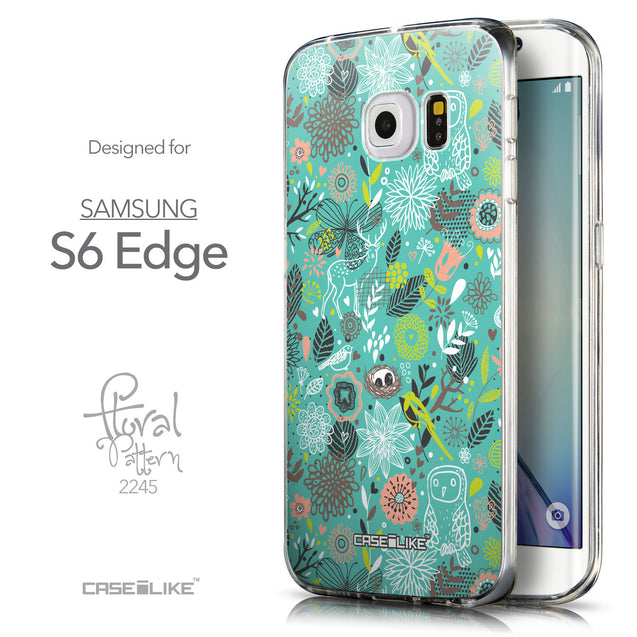 Front & Side View - CASEiLIKE Samsung Galaxy S6 Edge back cover Spring Forest Turquoise 2245