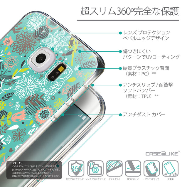 Details in Japanese - CASEiLIKE Samsung Galaxy S6 Edge back cover Spring Forest Turquoise 2245