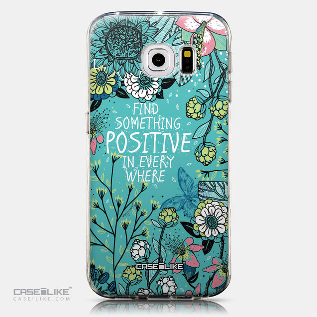 CASEiLIKE Samsung Galaxy S6 Edge back cover Blooming Flowers Turquoise 2249