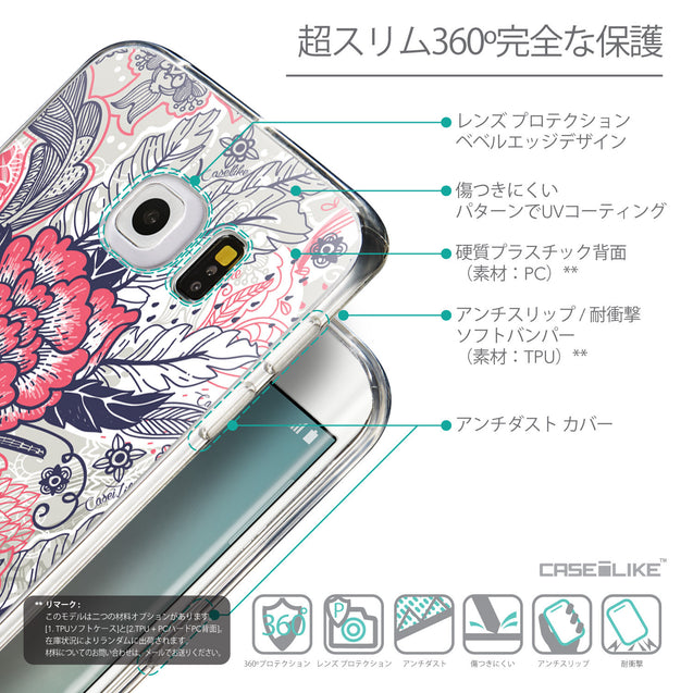 Details in Japanese - CASEiLIKE Samsung Galaxy S6 Edge back cover Vintage Roses and Feathers Beige 2251