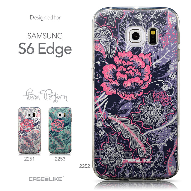 Collection - CASEiLIKE Samsung Galaxy S6 Edge back cover Vintage Roses and Feathers Blue 2252