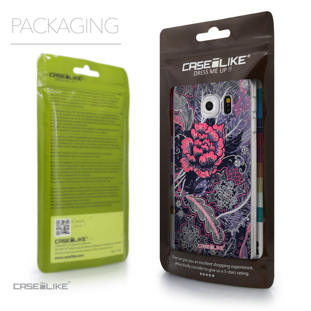 Packaging - CASEiLIKE Samsung Galaxy S6 Edge back cover Vintage Roses and Feathers Blue 2252