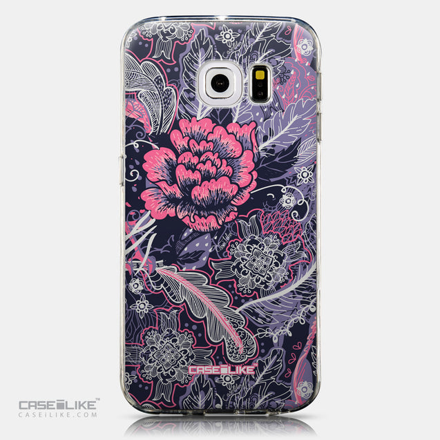 CASEiLIKE Samsung Galaxy S6 Edge back cover Vintage Roses and Feathers Blue 2252