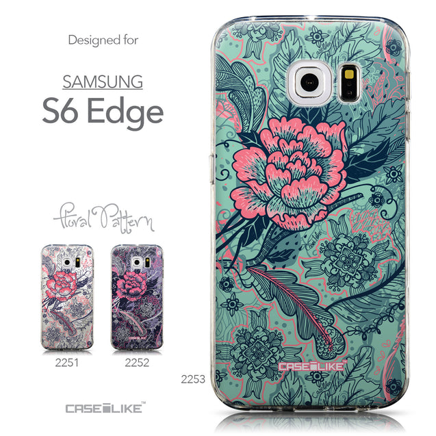 Collection - CASEiLIKE Samsung Galaxy S6 Edge back cover Vintage Roses and Feathers Turquoise 2253